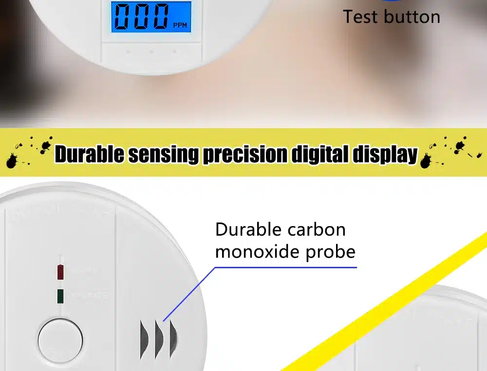 Home Security 85dB Warning High Sensitive LCD Photoelectric Independent CO Gas Sensor Carbon Monoxide Poisoning Alarm System 5