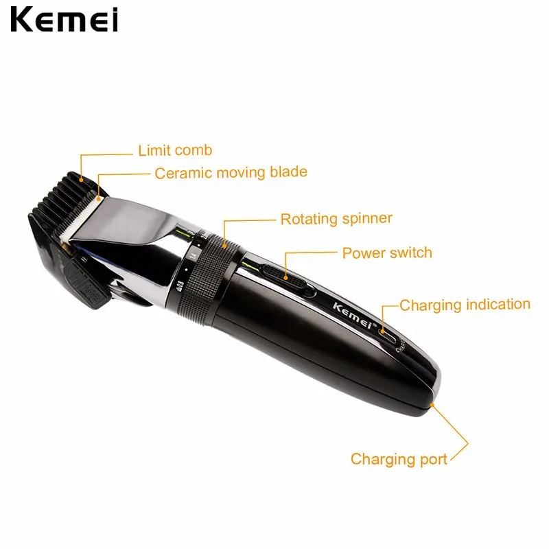 Kemei Electric Hair Clipper Rechargeable Hair Trimmer Shaver Razor Cordless 0.8-2.0mm Adjustable Low Noise For Adult /Child 4747 20