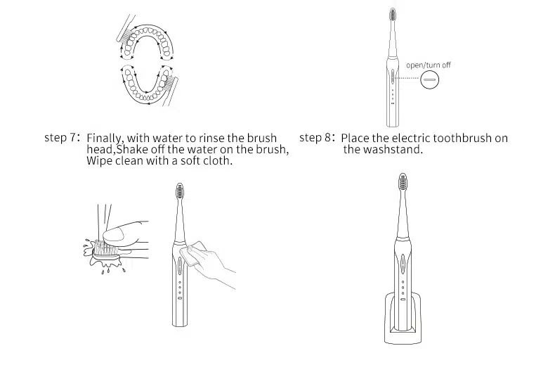 LANSUNG Wireless Rechargeable Ultrasonic Presented 4 Toothbrush heads BrushSets Whitening Teeth Sonic Brush Electric Toothbrush 16