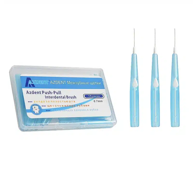 AZDENT 15 pcs/pack Push-Pull Interdental Brush 0.7mm Gum Interdental Brush Orthodontic Wire Brush Toothbrush Oral Care Toothpick 3