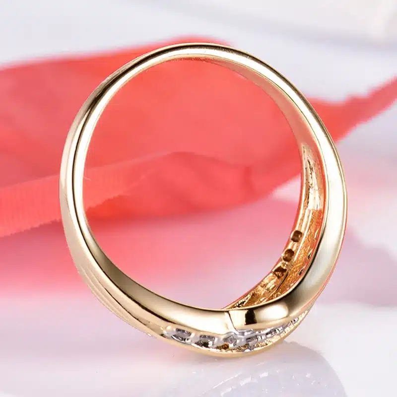 GULICX New Fashion Female Wedding Bands Jewelry Gold-Color Engagement Ring for Women CZ Stone Paved Promise Rings 8