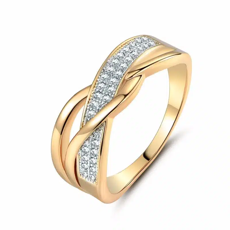 BUDONG Rings for Women Valentine Present Fashion Spiral CZ Crystal Gold-Color Mid Ring Cubic Zirconia Promise Jewelry xuR247 23