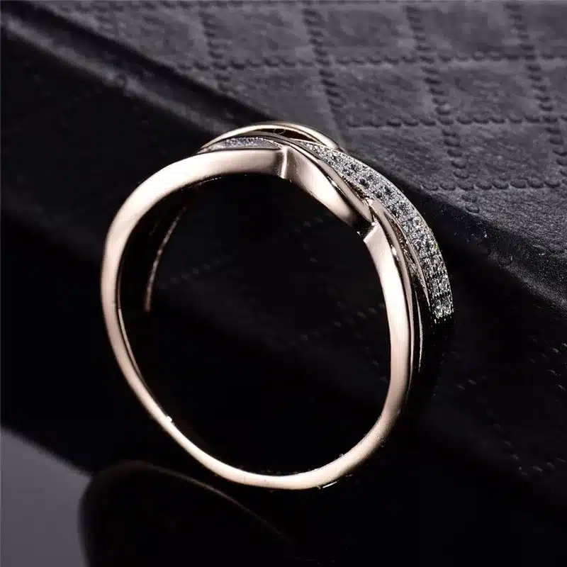 BUDONG Rings for Women Valentine Present Fashion Spiral CZ Crystal Gold-Color Mid Ring Cubic Zirconia Promise Jewelry xuR247 25