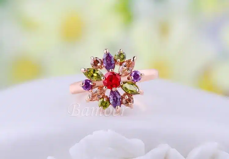 BAMOER 3 Colors Rose Gold Color Finger Ring for Women with AAA Multicolor Cubic Zircon Wedding Berloque #6 7 8 9 JIR031 27