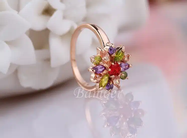 BAMOER 3 Colors Rose Gold Color Finger Ring for Women with AAA Multicolor Cubic Zircon Wedding Berloque #6 7 8 9 JIR031 28