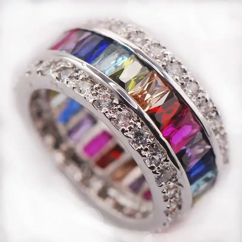 Weinuo Sterling-Silver-Jewelry Multi Colour Crystal Zircon 925 Sterling Silver Jewelry Wholesale Retail Ring for Women Size 6-12 39