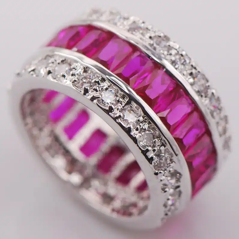 Weinuo Sterling-Silver-Jewelry Multi Colour Crystal Zircon 925 Sterling Silver Jewelry Wholesale Retail Ring for Women Size 6-12 41