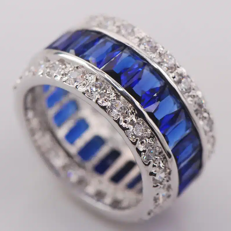 Weinuo Sterling-Silver-Jewelry Multi Colour Crystal Zircon 925 Sterling Silver Jewelry Wholesale Retail Ring for Women Size 6-12 46