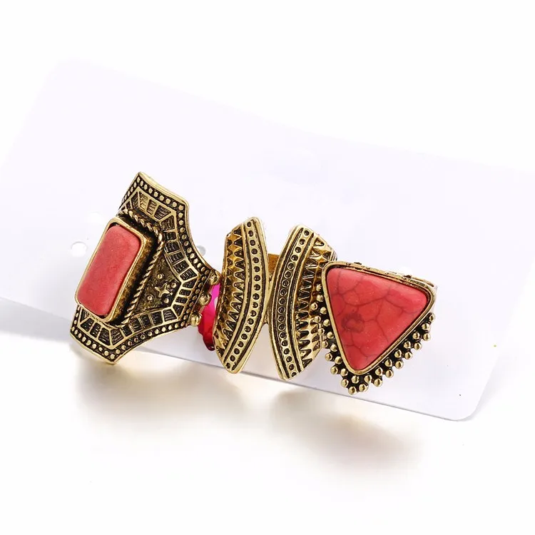 17KM 3pcs/Set Boho Vintage Punk Silver Color Stone Midi Finger Rings For Women /Men Bohemian Ring Set Jewelry Anillos 41
