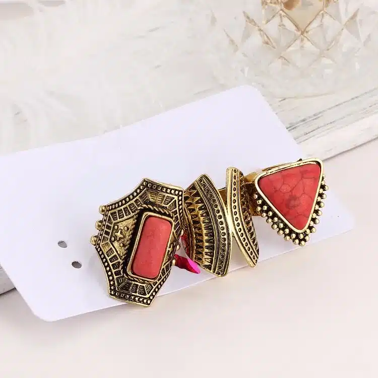 17KM 3pcs/Set Boho Vintage Punk Silver Color Stone Midi Finger Rings For Women /Men Bohemian Ring Set Jewelry Anillos 43