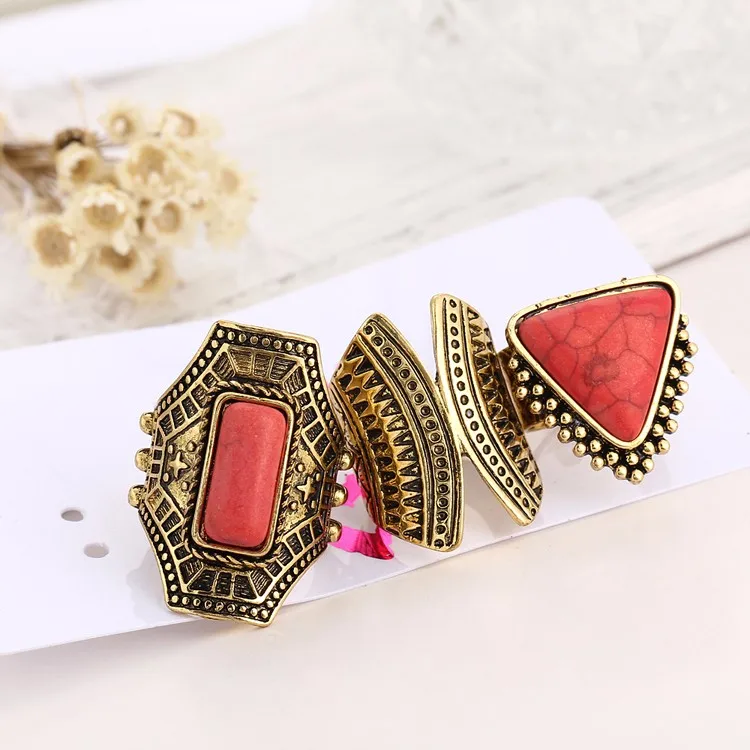 17KM 3pcs/Set Boho Vintage Punk Silver Color Stone Midi Finger Rings For Women /Men Bohemian Ring Set Jewelry Anillos 45
