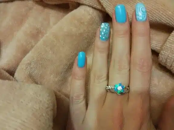 HAIMIS Tiny Cute White Fire Opal Stones Flower Women Opal Rings Size 5 6 7 8 9 10 S11W 15