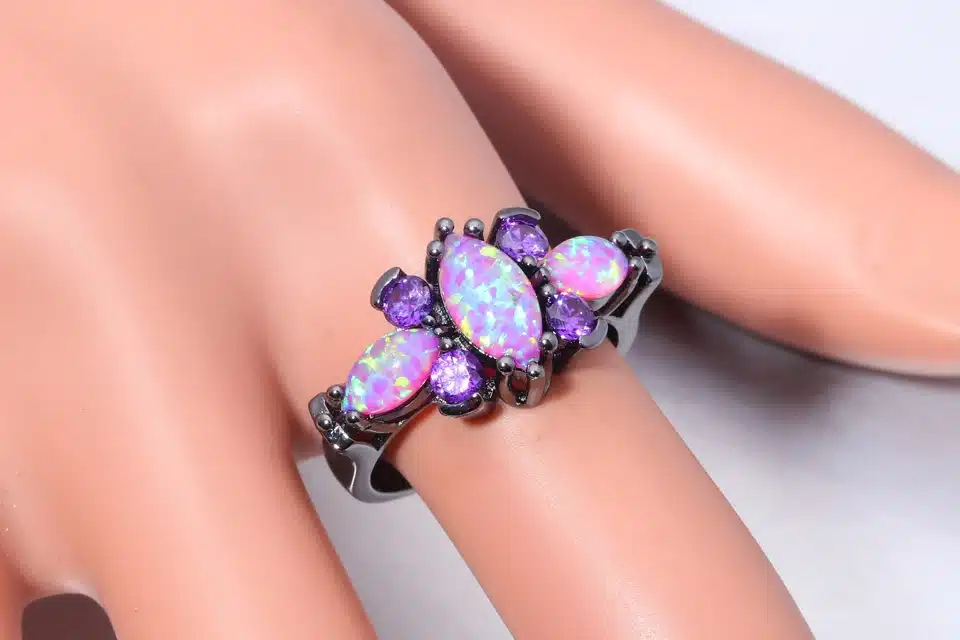 CiNily Created Pink Fire Opal Purple Zircon Black Gold Color Wholesale Hot Sell Fashion for Women Jewelry Ring Size 5-12 OJ8129 15