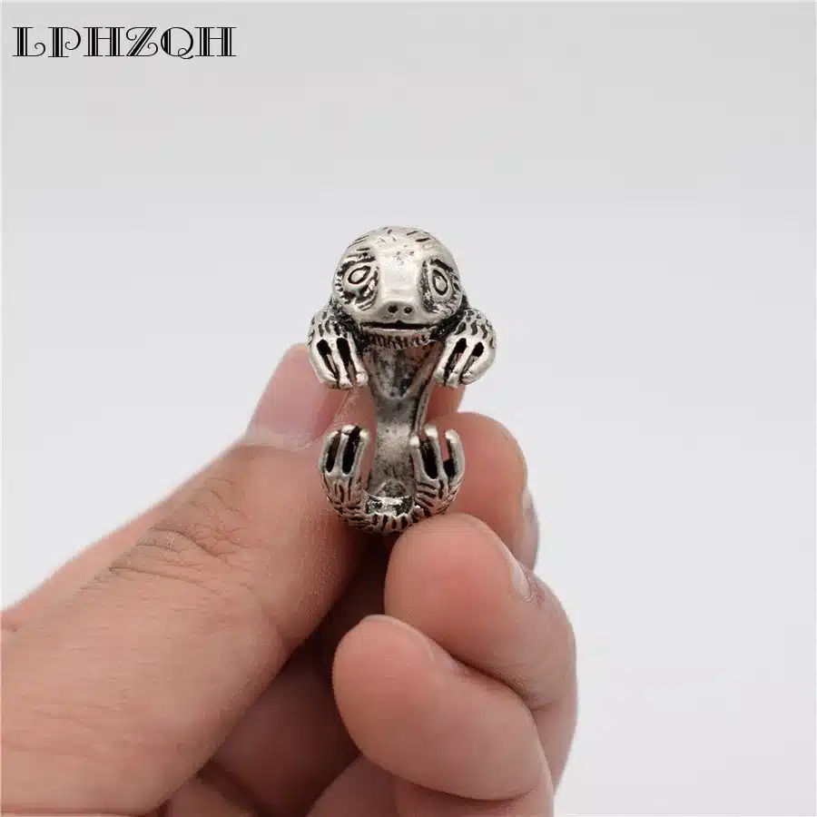LPHZQH fashion Adjustable 3D ring Vintage Bradypus ring cute retro Sloth Ring For Women Men gift Jewellery Christmas gift punk 1