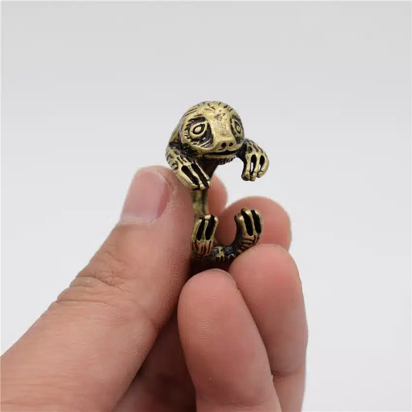 LPHZQH fashion Adjustable 3D ring Vintage Bradypus ring cute retro Sloth Ring For Women Men gift Jewellery Christmas gift punk 2