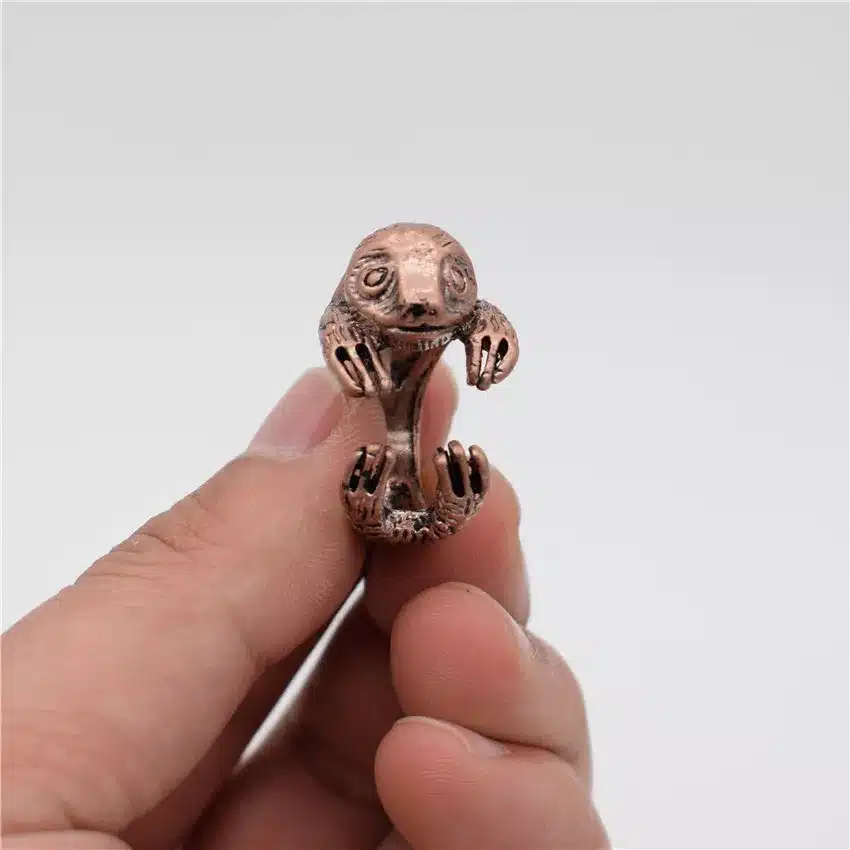 LPHZQH fashion Adjustable 3D ring Vintage Bradypus ring cute retro Sloth Ring For Women Men gift Jewellery Christmas gift punk 3