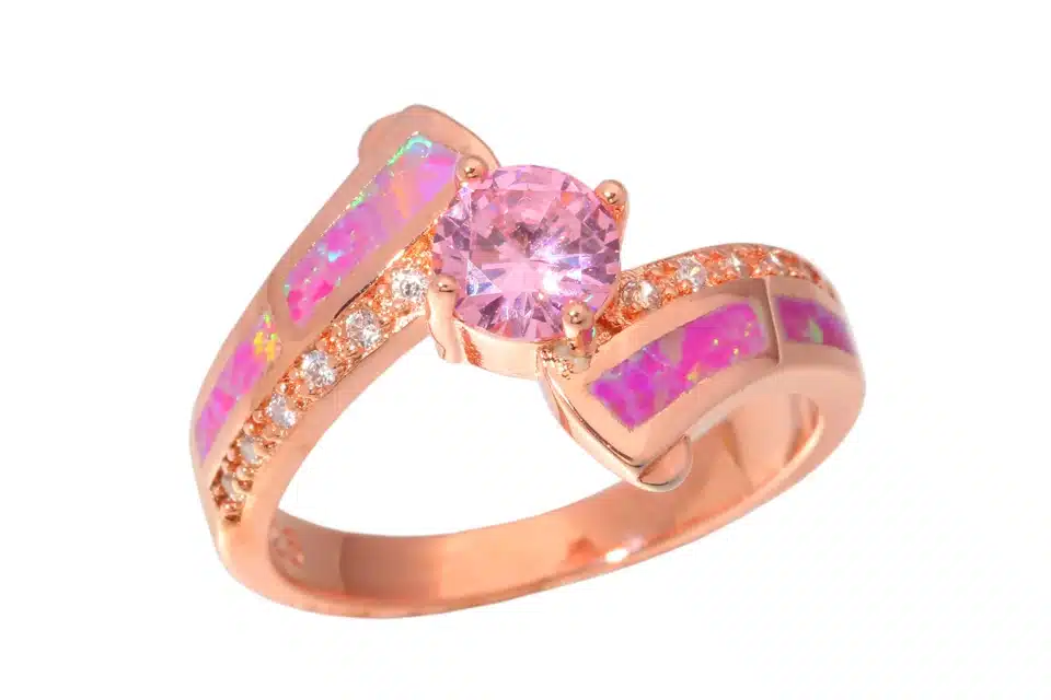 CiNily Created Pink Fire Opal Pink Zircon Cubic Zirconia Rose Gold Color Wholesale Hot for Women Jewelry Ring Size 5-12 OJ5653 11