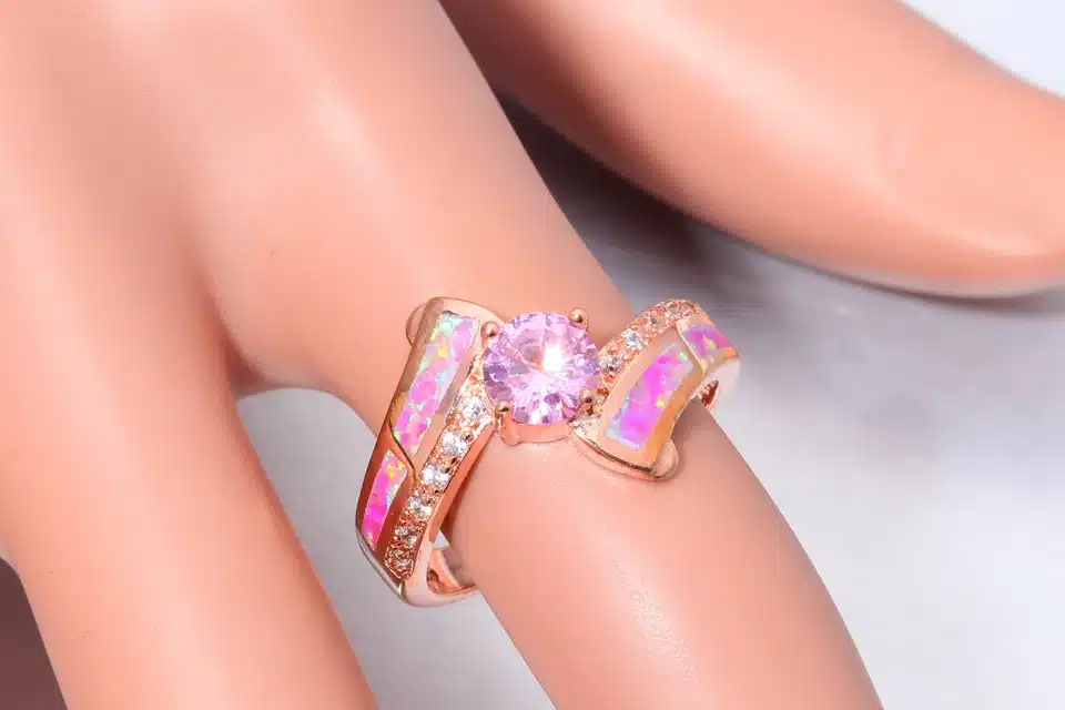 CiNily Created Pink Fire Opal Pink Zircon Cubic Zirconia Rose Gold Color Wholesale Hot for Women Jewelry Ring Size 5-12 OJ5653 13