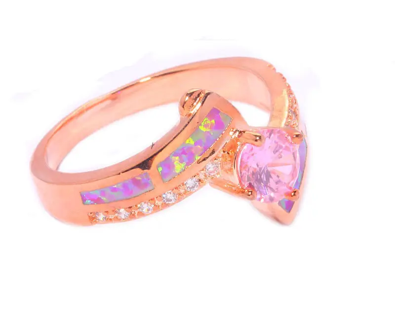 CiNily Created Pink Fire Opal Pink Zircon Cubic Zirconia Rose Gold Color Wholesale Hot for Women Jewelry Ring Size 5-12 OJ5653 14