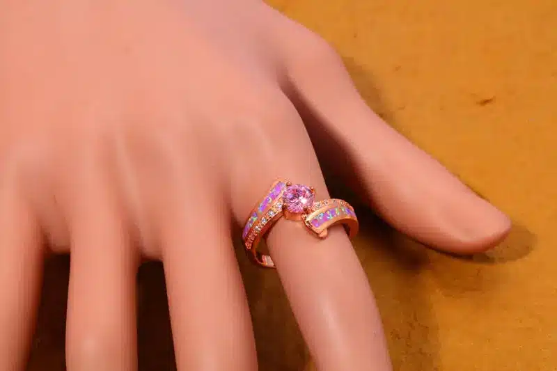 CiNily Created Pink Fire Opal Pink Zircon Cubic Zirconia Rose Gold Color Wholesale Hot for Women Jewelry Ring Size 5-12 OJ5653 16