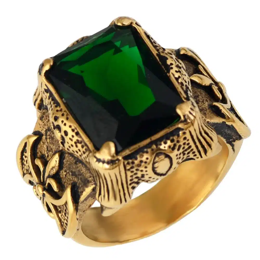 Valily Jewelry Men Ring Gold-color Crystal Gothic Dragon Claw Biker Rings for Women Stainless steel Punk Biker Male 6