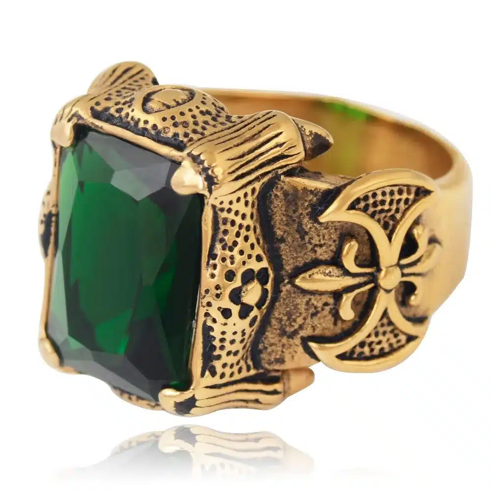 Valily Jewelry Men Ring Gold-color Crystal Gothic Dragon Claw Biker Rings for Women Stainless steel Punk Biker Male 7