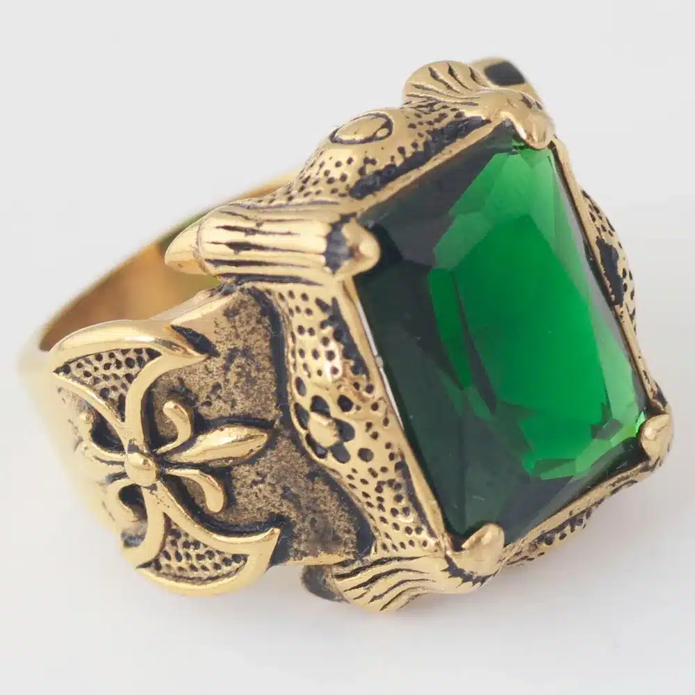 Valily Jewelry Men Ring Gold-color Crystal Gothic Dragon Claw Biker Rings for Women Stainless steel Punk Biker Male 8