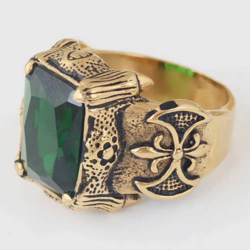 Valily Jewelry Men Ring Gold-color Crystal Gothic Dragon Claw Biker Rings for Women Stainless steel Punk Biker Male 9