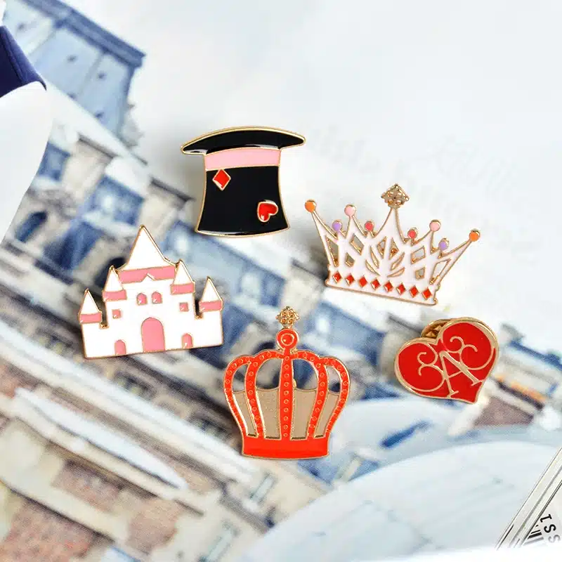 14 pcs/set Fairy Alice Hat Cake Castle Heart Crown Candle Syrup Rabbit Clock Cat Kitten Brooch Button Pins Jacket Badge Jewelry 15