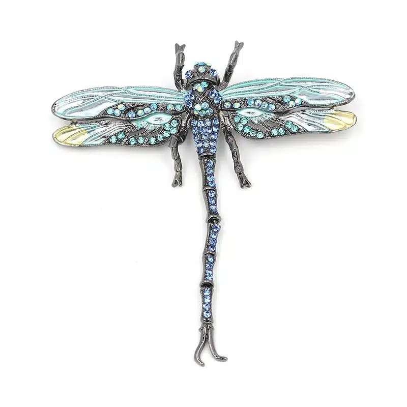 High Quality Crystal Dragonfly Brooches for Women Girl Green Jewelry Scarf Lapel Pins Brooch Antique Accessories O2202-1 20