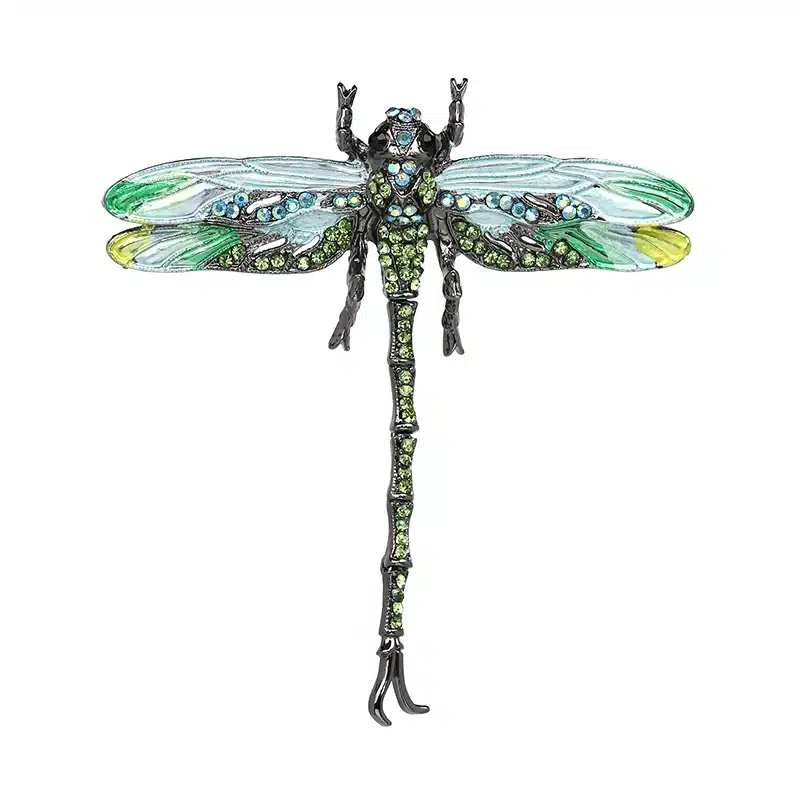 High Quality Crystal Dragonfly Brooches for Women Girl Green Jewelry Scarf Lapel Pins Brooch Antique Accessories O2202-1 22
