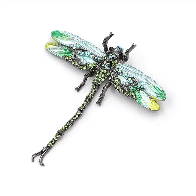 High Quality Crystal Dragonfly Brooches for Women Girl Green Jewelry Scarf Lapel Pins Brooch Antique Accessories O2202-1 23
