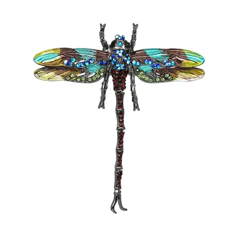 High Quality Crystal Dragonfly Brooches for Women Girl Green Jewelry Scarf Lapel Pins Brooch Antique Accessories O2202-1 24