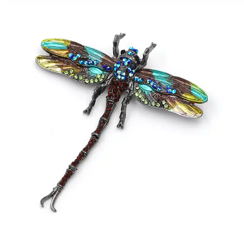 High Quality Crystal Dragonfly Brooches for Women Girl Green Jewelry Scarf Lapel Pins Brooch Antique Accessories O2202-1 25