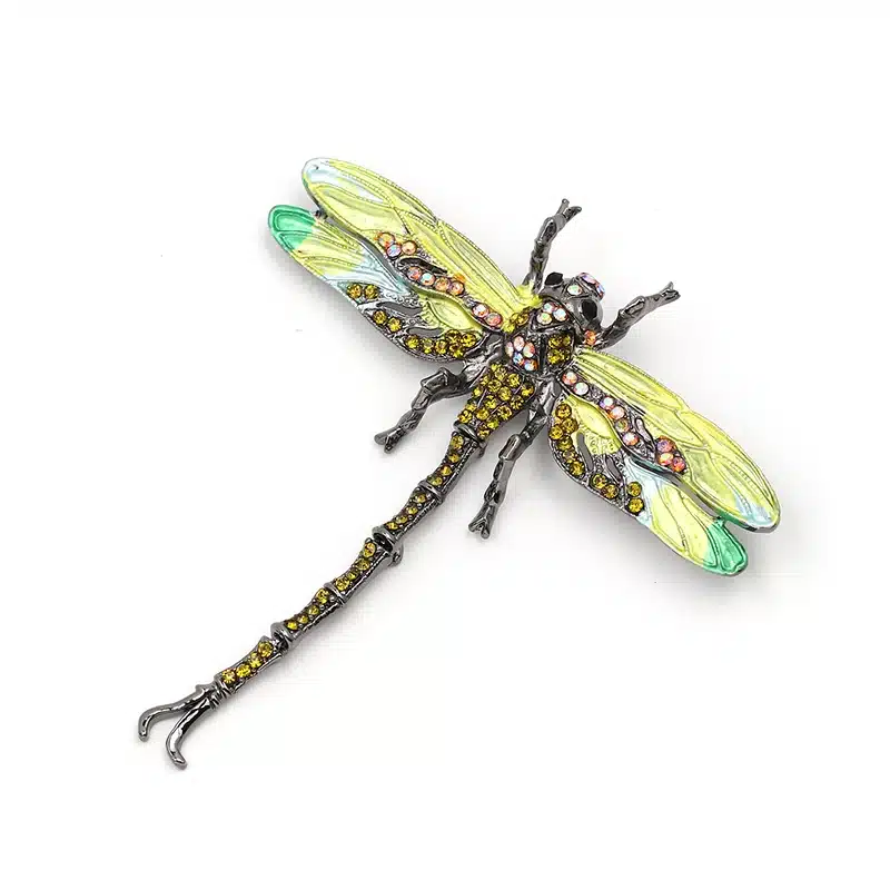 High Quality Crystal Dragonfly Brooches for Women Girl Green Jewelry Scarf Lapel Pins Brooch Antique Accessories O2202-1 28