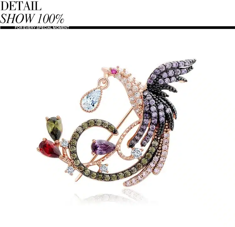 LUOTEEMI Unique hot Selling Women Wedding Brooches Luxury Colorful Zircon Phoenix Bird Brooch Pins for Wedding Party Gift 29