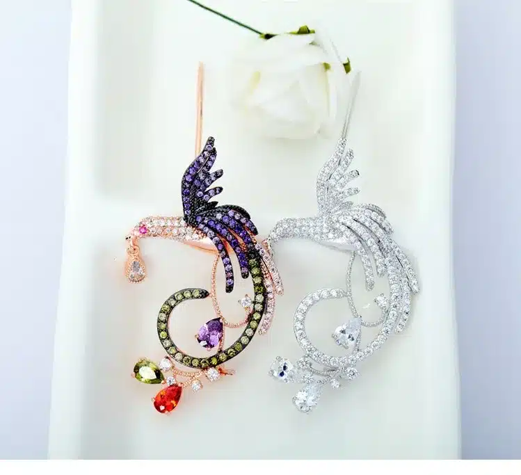 LUOTEEMI Unique hot Selling Women Wedding Brooches Luxury Colorful Zircon Phoenix Bird Brooch Pins for Wedding Party Gift 31