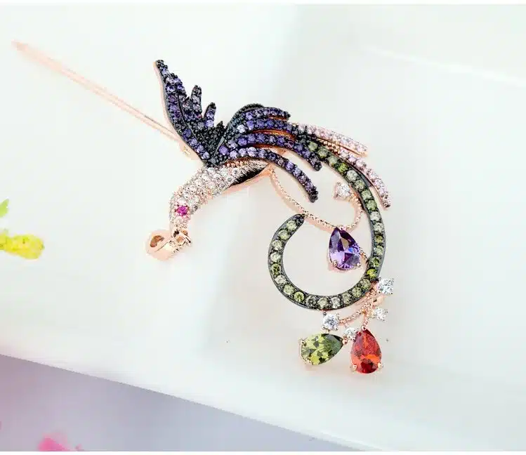 LUOTEEMI Unique hot Selling Women Wedding Brooches Luxury Colorful Zircon Phoenix Bird Brooch Pins for Wedding Party Gift 32
