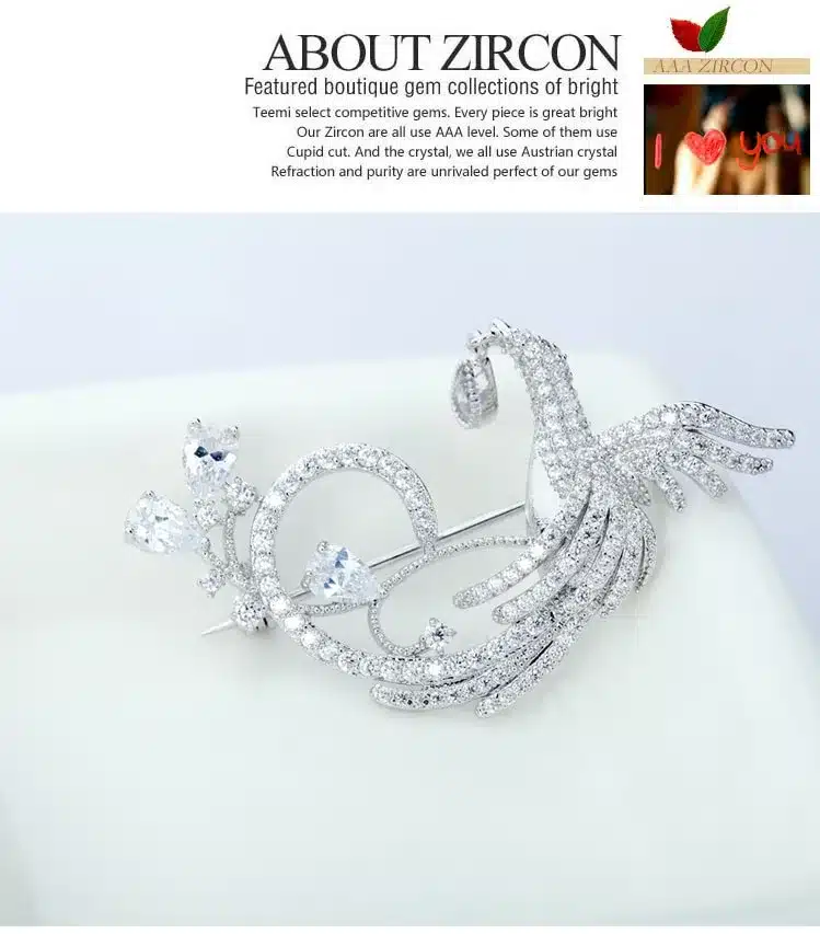 LUOTEEMI Unique hot Selling Women Wedding Brooches Luxury Colorful Zircon Phoenix Bird Brooch Pins for Wedding Party Gift 35