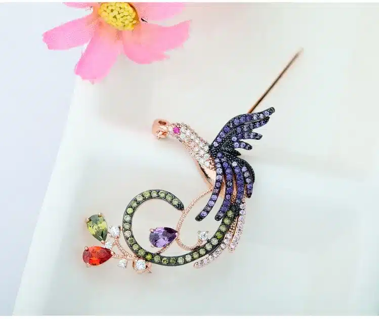 LUOTEEMI Unique hot Selling Women Wedding Brooches Luxury Colorful Zircon Phoenix Bird Brooch Pins for Wedding Party Gift 34
