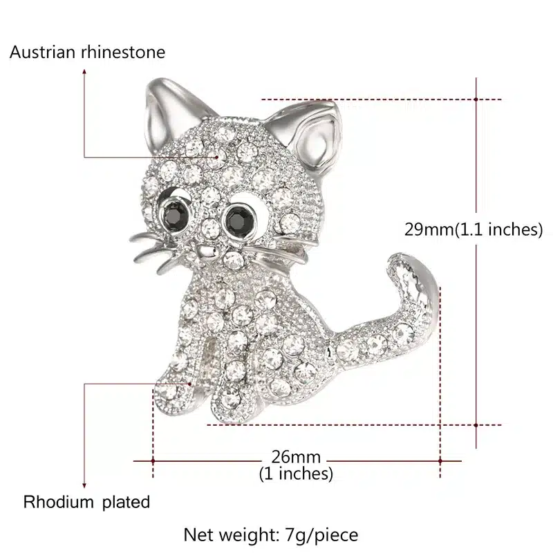 U7 Brand Cute Animal Little Cat Brooch For Women Gift Wholesale Silver/Gold Color Rhinestone Crystal Pin 2017 Hot Jewelry B119 14