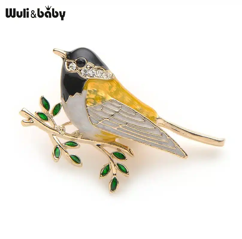 Rhinestone Enamel Oriole Bird Brooches Men Women's Alloy Bird Branch Brooch Pins Suits Dress Banquet Brooch High Quality Gift 9