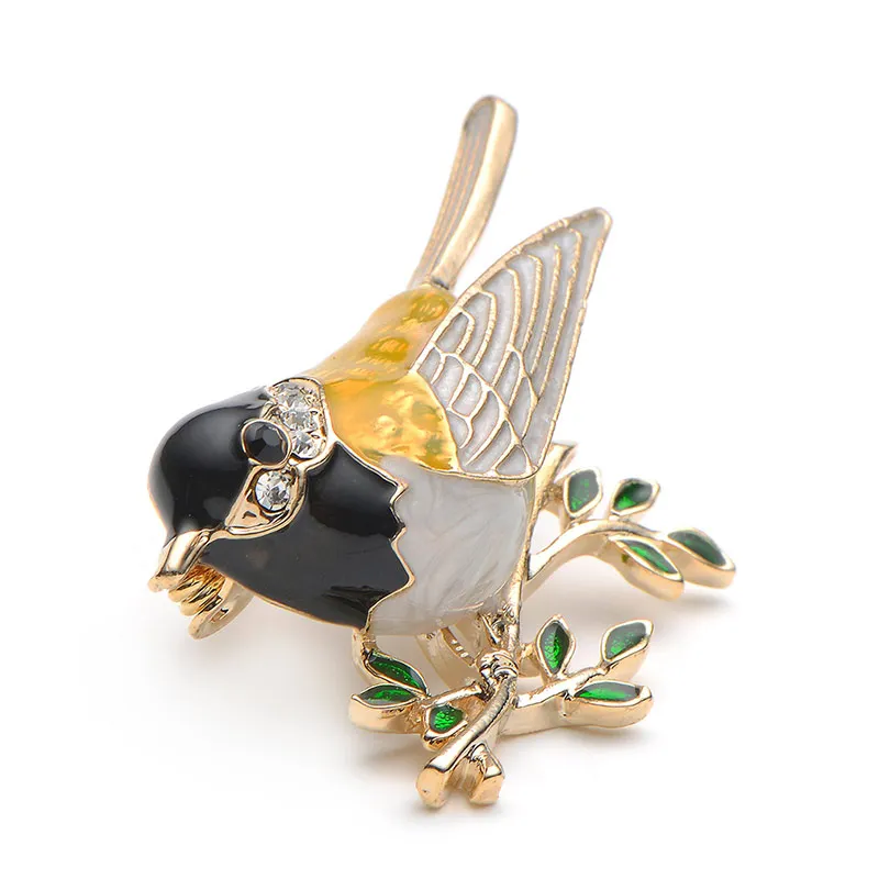 Rhinestone Enamel Oriole Bird Brooches Men Women's Alloy Bird Branch Brooch Pins Suits Dress Banquet Brooch High Quality Gift 12