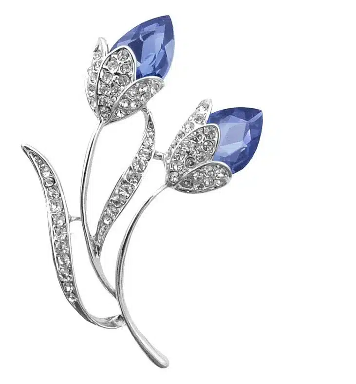 RHao Romantic Purple Crystal Rhinestone Flower Brooches for women and men wedding jewelry Gift Double Flower Brooch broches pins 10