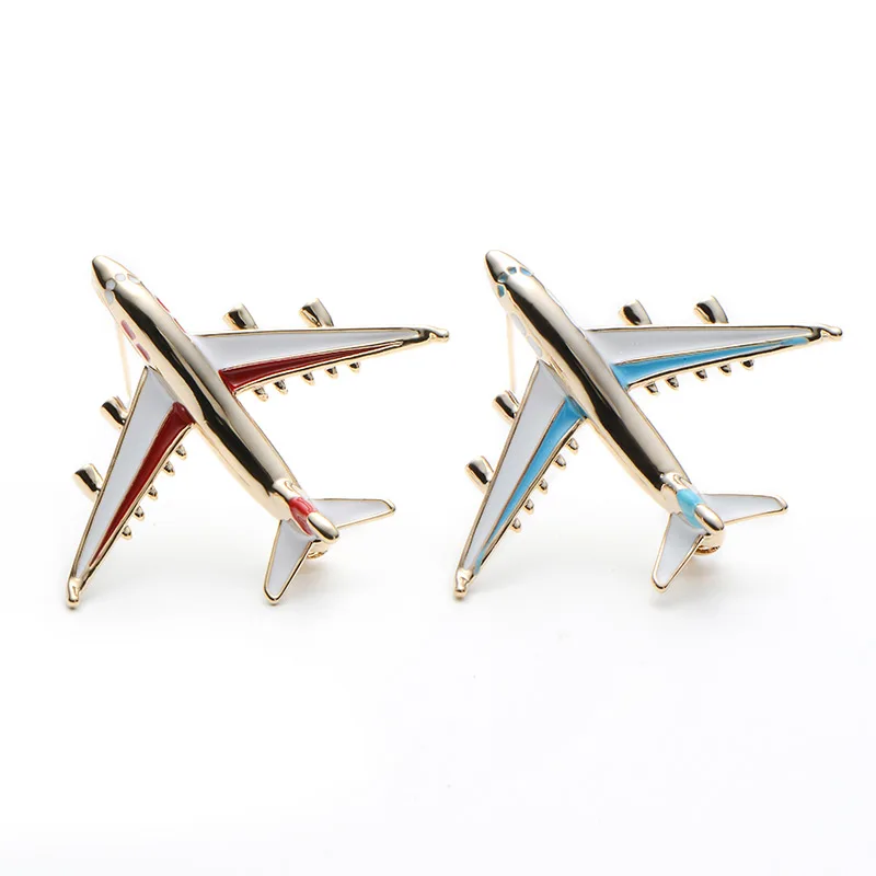 Alloy Airplane Brooch Pins Enamel Red Blue Plane Luxury Brand Brooches For Women Men Costumes Aircraft Brooch 16