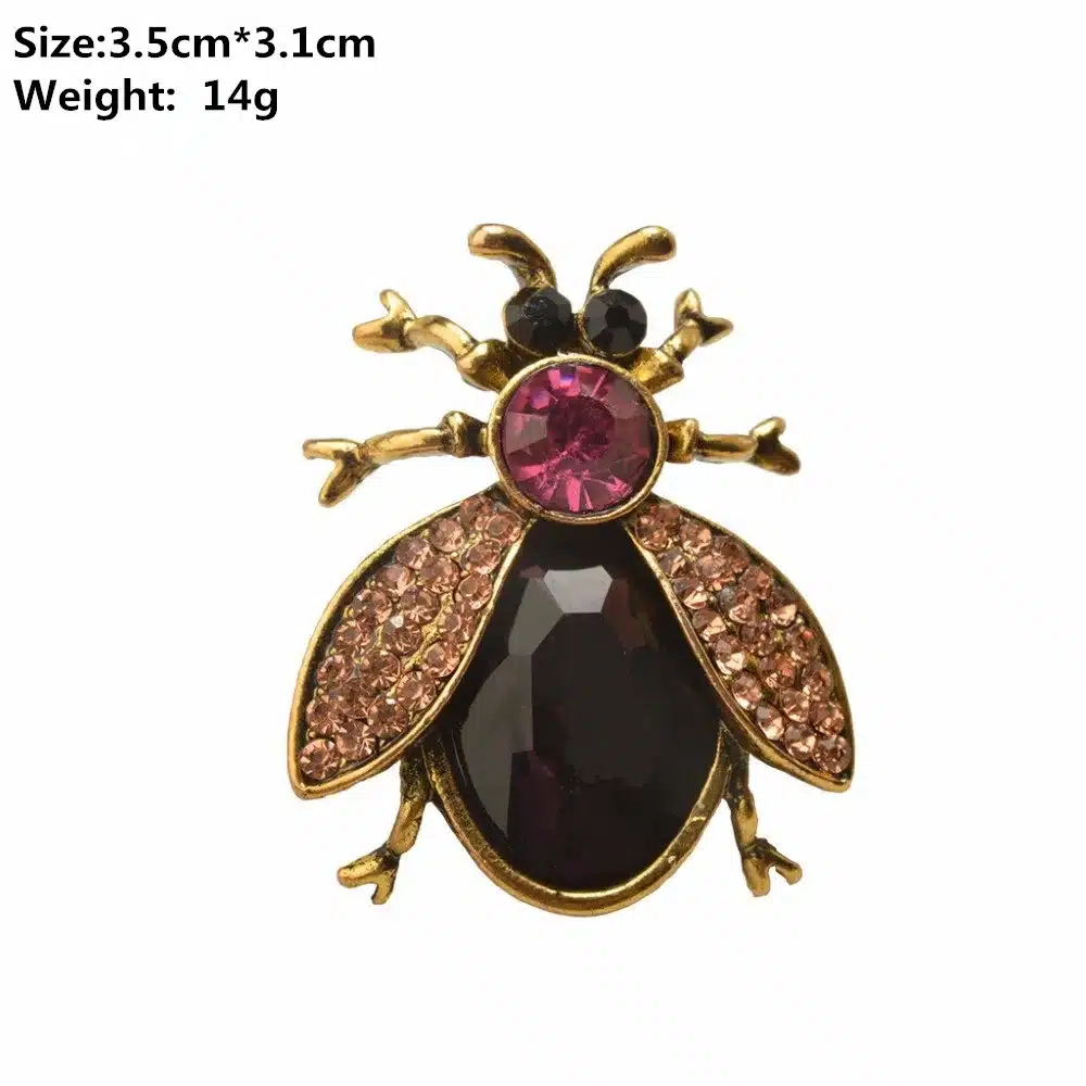 MZC 9 Styles Insect Bee Frog Brooch Pin Female Hijab Pin Snails Beetle Brosh Male Suit Lapel Pin Animal Crystal Strass Brosche 12