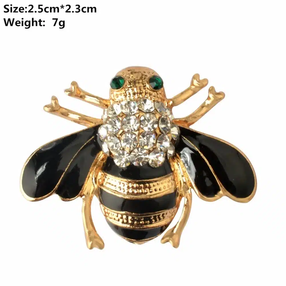 MZC 9 Styles Insect Bee Frog Brooch Pin Female Hijab Pin Snails Beetle Brosh Male Suit Lapel Pin Animal Crystal Strass Brosche 15