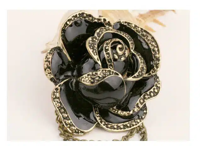 Elegant Women Black Rose Flower Brooches Enamel brooch pins for women wedding tassel party jewelry brooches ladies hijab pins 11