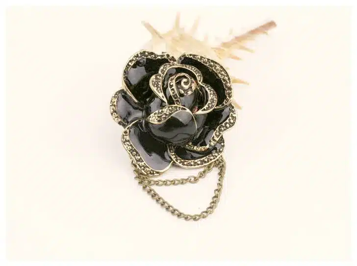 Elegant Women Black Rose Flower Brooches Enamel brooch pins for women wedding tassel party jewelry brooches ladies hijab pins 13