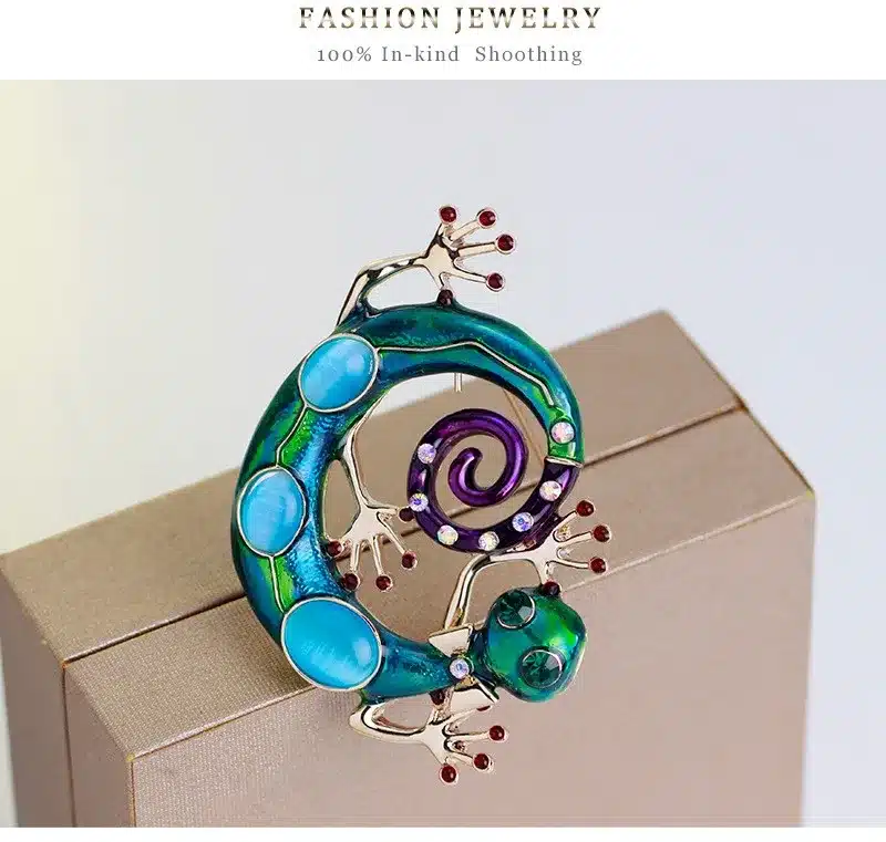 MloveAcc Blue Enamel Lizard Gecko Snake Brooches for Women Corsage Diamante Embellishments Kihen Broach Coroa Relogio Femini 13